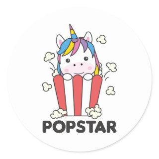 Unicorn Popcorn Whats Poppin Funny PopStar Classic Round Sticker