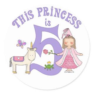 Unicorn Princess 5th Birthday Classic Round Sticker