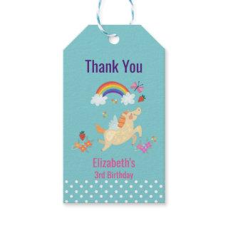 Unicorn Rainbow Clouds and Flowers Birthday Thanks Gift Tags