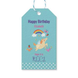 Unicorn Rainbow Clouds and Flowers Happy Birthday Gift Tags