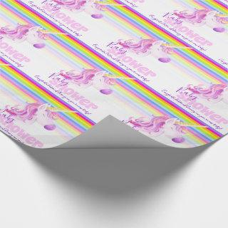 Unicorn rainbow personalized baby shower wrapping
