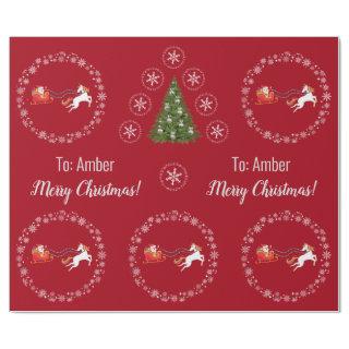 Unicorn Santa's Sleigh Personalize Name Merry Xmas