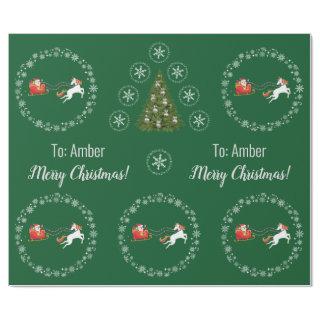 Unicorn Santa's Sleigh Personalize Name Merry Xmas