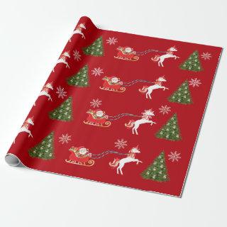 Unicorn Santa's Sleigh Snowflakes Christmas Tree