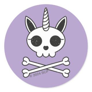 Unicorn Skull and Crossbones Classic Round Sticker