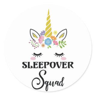 Unicorn Sleepover Squad Birthday Slumber Party Classic Round Sticker