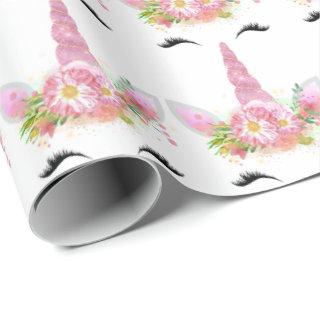 Unicorn Sparkl Glitter Pink Floral White Floral
