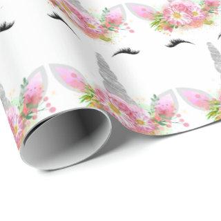 Unicorn Sparkl Glitter Pink Floral White Silver