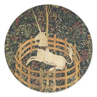 Unicorn Tapestries Captivity Medieval Tapestry Classic Round Sticker