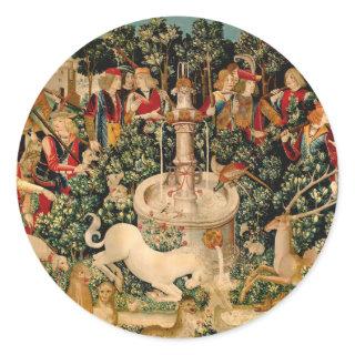 Unicorn Tapestries Found Legend Mythical Classic Round Sticker