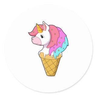 Unicorn with Ice cream Classic Round Sticker