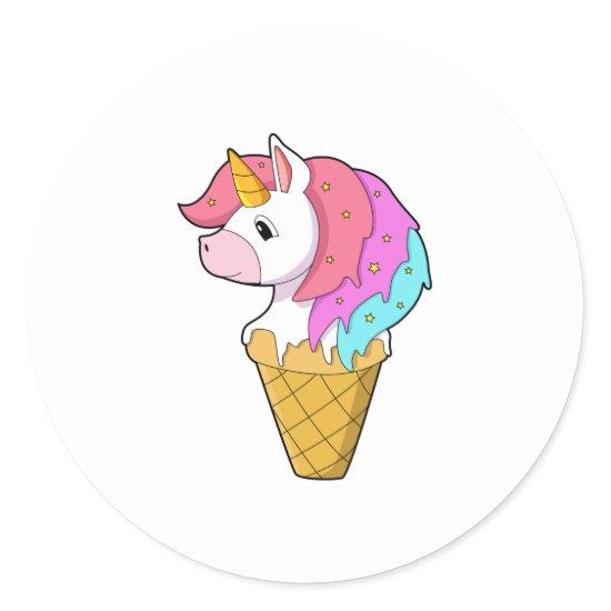 Unicorn with Ice cream Classic Round Sticker
