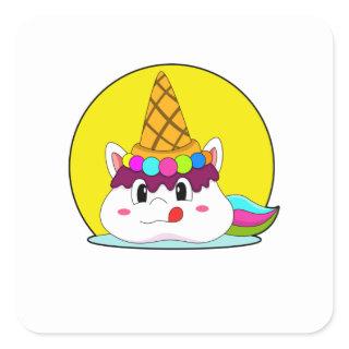 Unicorn with Ice cream cone Square Sticker