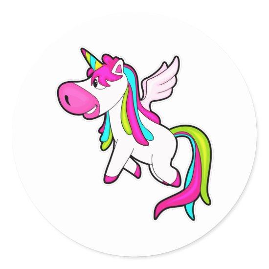 Unicorn with Wings Classic Round Sticker