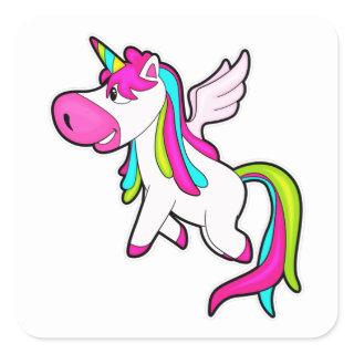 Unicorn with Wings Square Sticker