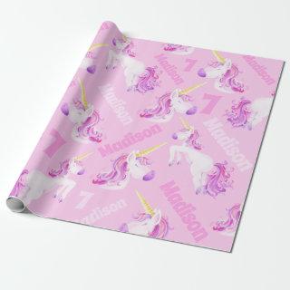 Unicorns pink purple personalized name and age 7