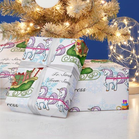 Unicorns Pulling Santa's Sleigh Add Child's Name