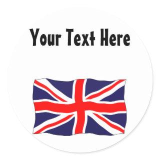 Union Jack Flag - Customizable With Your Text! Classic Round Sticker