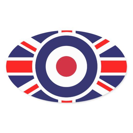 Union Jack Mods England Target Oval Sticker