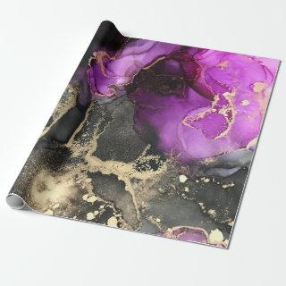 Unique Abstract Black Gold Purple Pink Art