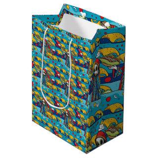 Unique Colorful Alien eating Tacos  Medium Gift Bag