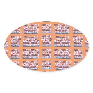 Unique Elegant Heart-Patterned Artwork for All Age Oval Sticker