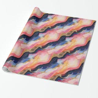 Unique Elegant Modern Abstract Ink Gold Violet