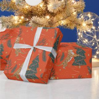 Unique Green and Red Christmas Tree Tiger