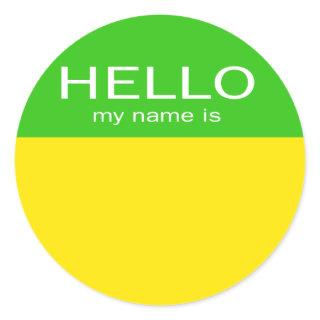 Unique Hello My Name Is - Lemon Lime Classic Round Sticker