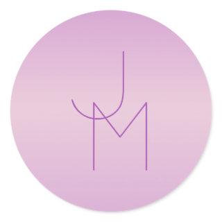 Unique Overlapping Monogram | Soft Lavender Pink Classic Round Sticker