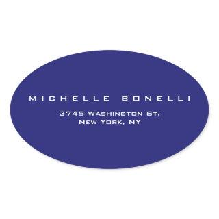 Unique Plain Midnight Blue Oval Sticker