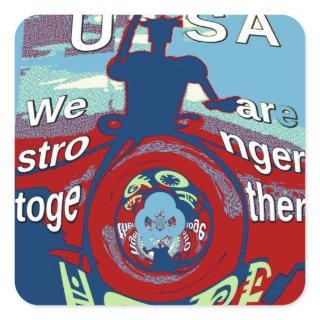 United in Hope: Stronger Together - USA Art Print  Square Sticker