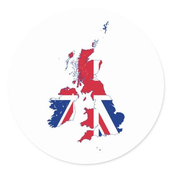 United Kingdom map Flag GB Classic Round Sticker