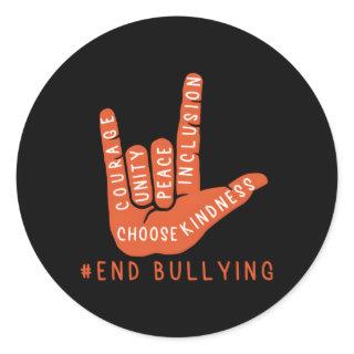 Unity Day Orange 2021 Anti Bullying Love Sign Lang Classic Round Sticker