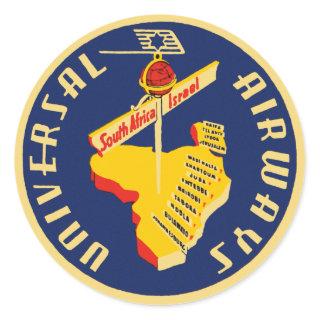 Universal Airways ~ South Africa to Israel Classic Round Sticker