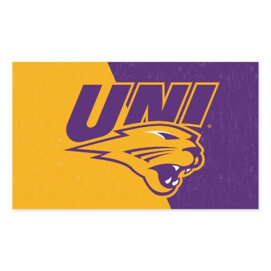 University of Northern Iowa Color Block Distressed Rectangular Sticker