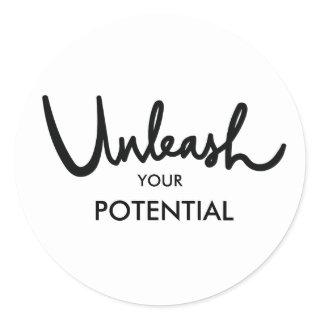 Unleash Your Potential | Modern Hand Lettered Classic Round Sticker