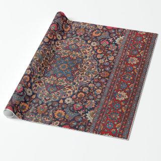 Unusual Persia Rug Blue Red Daisy