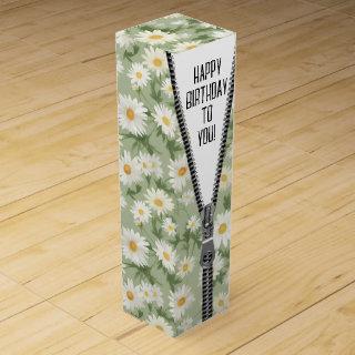 Unzipped Zipper White Daisy Pattern Wine Box