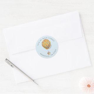 UP | Adventure Awaits Baby Shower Classic Round Sticker