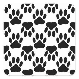 Up And Down Dog Paw Prints Square Sticker