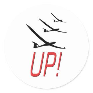UP !  Glider Sailplane Classic Round Sticker