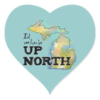 Up North Michigan Colorful Heart Sticker