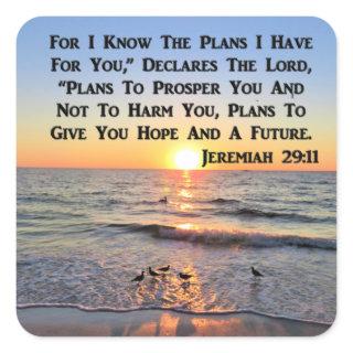 UPLIFTING JEREMIAH 29:11 SUNRISE SQUARE STICKER