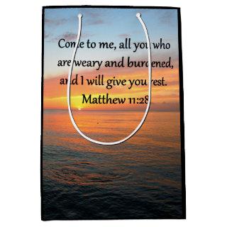 UPLIFTING MATTHEW 11:28 SCRIPTURE VERSE SUNRISE MEDIUM GIFT BAG