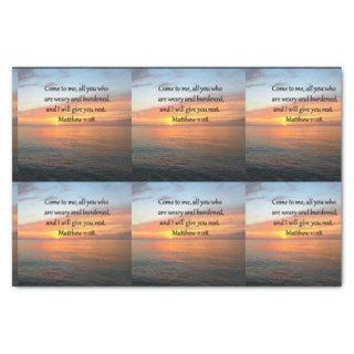 UPLIFTING MATTHEW 11:28 SCRIPTURE VERSE SUNRISE TISSUE PAPER