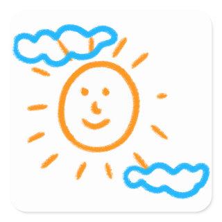 Upload Childs Drawing Turn Kids Artwork to Square Sticker