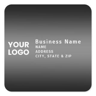 Upload Logo | Modern Gradient Grey Return Address Square Sticker