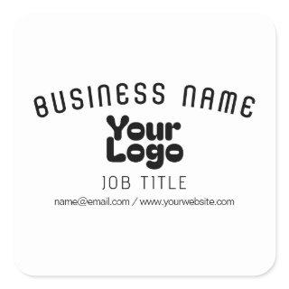 Upload Logo | White & Black (editable) Square Sticker