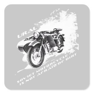 Ural Motorcycle With Sidecar Is Not Afraid Of Dirt Square Sticker
